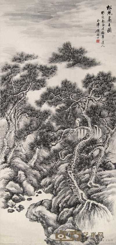 顾麟士 癸亥(1923年)作 松风高士图 镜心 136×65cm
